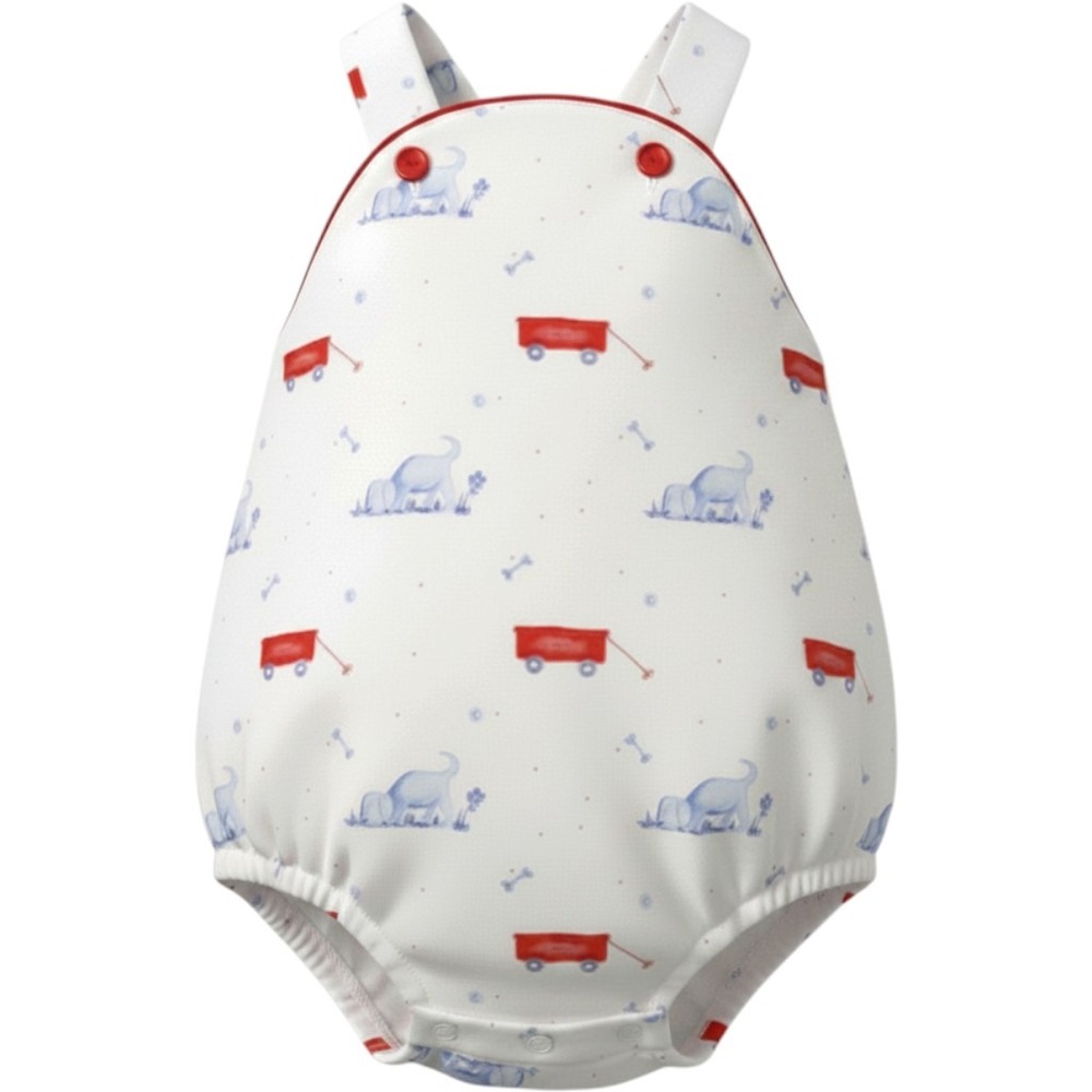 JAMES & LOTTIE Louie Bubble Puppy Dog Tails Bubble Romper Pima Cotton NWT